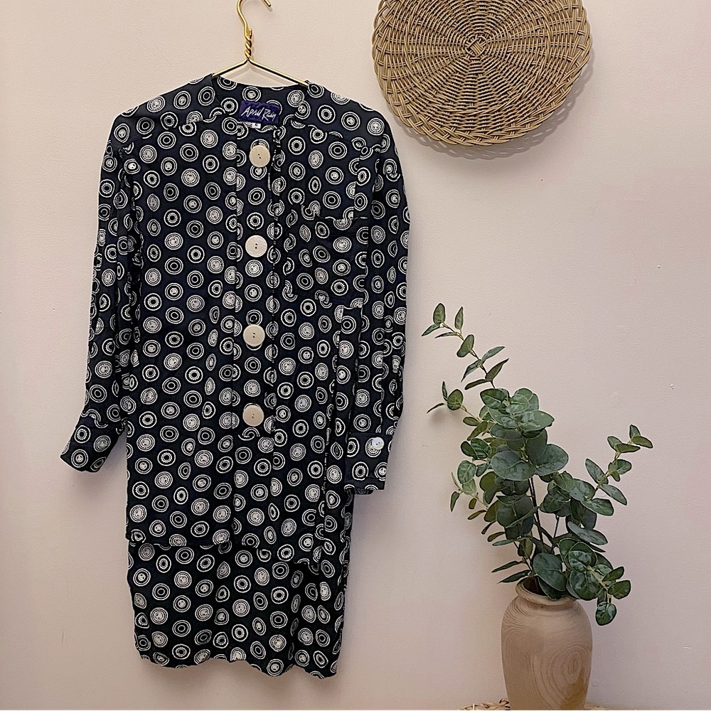 Vintage 1980s April Ray Polka Dot Retro Dress